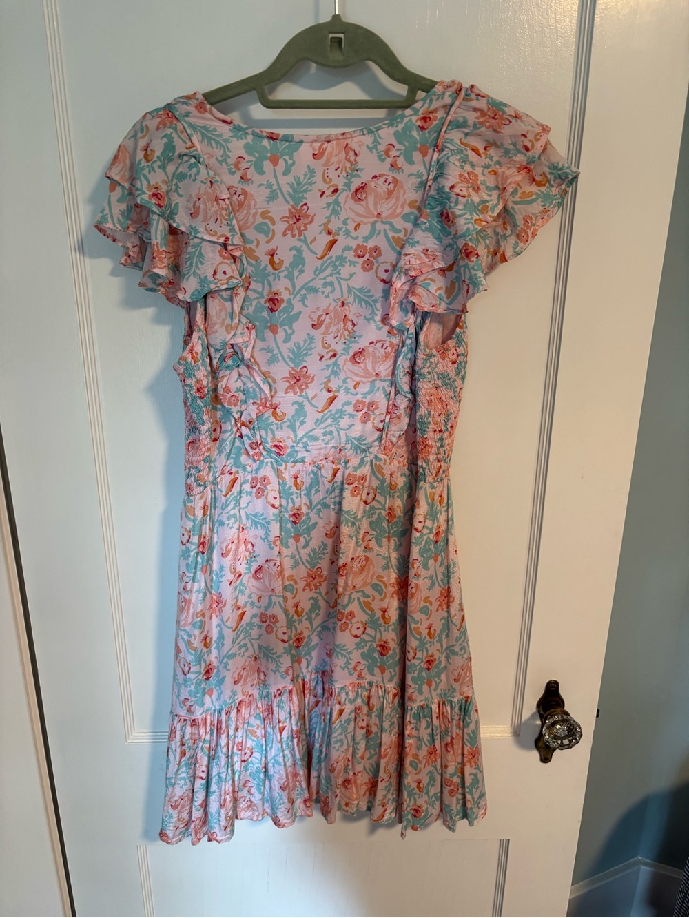 Roller Rabbit Pink & Teal Floral Ruffle Mini Dress - Picture 2 of 4
